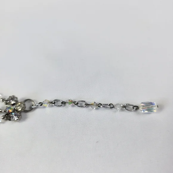 Vintage AB Necklace Triple Strand Austrian Crystals Adjustable Length Aurora - Picture 4 of 7